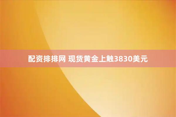 配资排排网 现货黄金上触3830美元