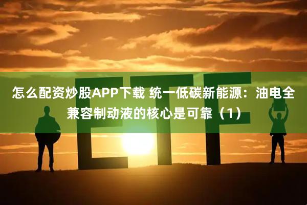 怎么配资炒股APP下载 统一低碳新能源：油电全兼容制动液的核心是可靠（1）